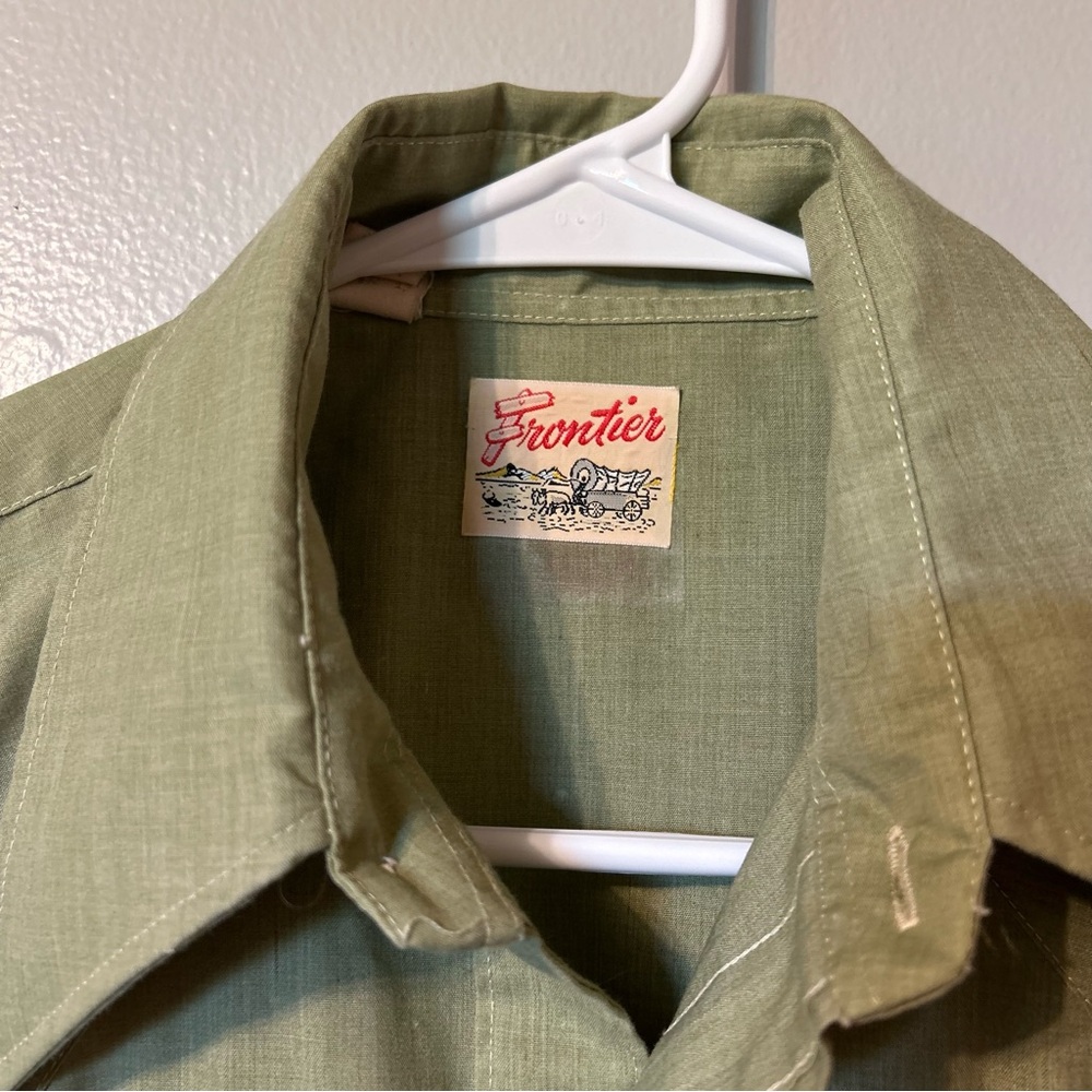 Men's Weatern Frontier Button Down VTG‎ Green Shirt